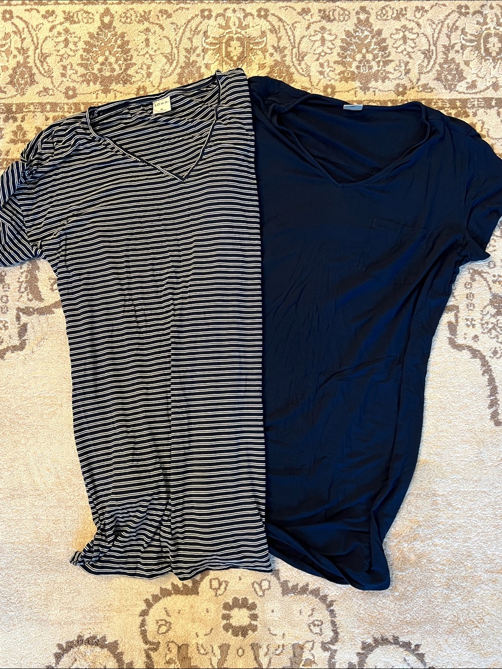 Two Pack Women’s V-Neck Soma Cool Nights Short Sleeve Sleepshirts/Nightgowns